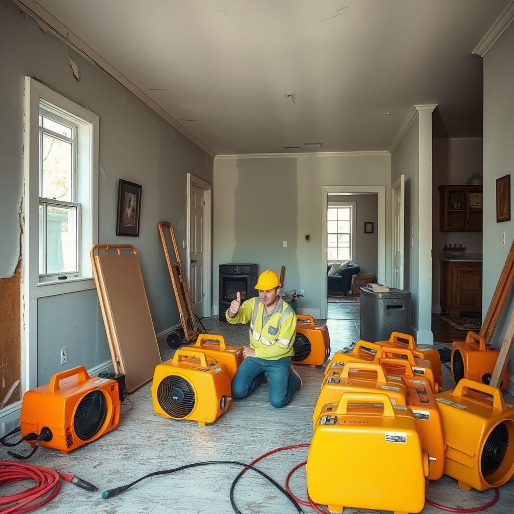 A technician carefully documenting moisture levels in a plaster wall using a non-invasive meter in a Mariemont home.